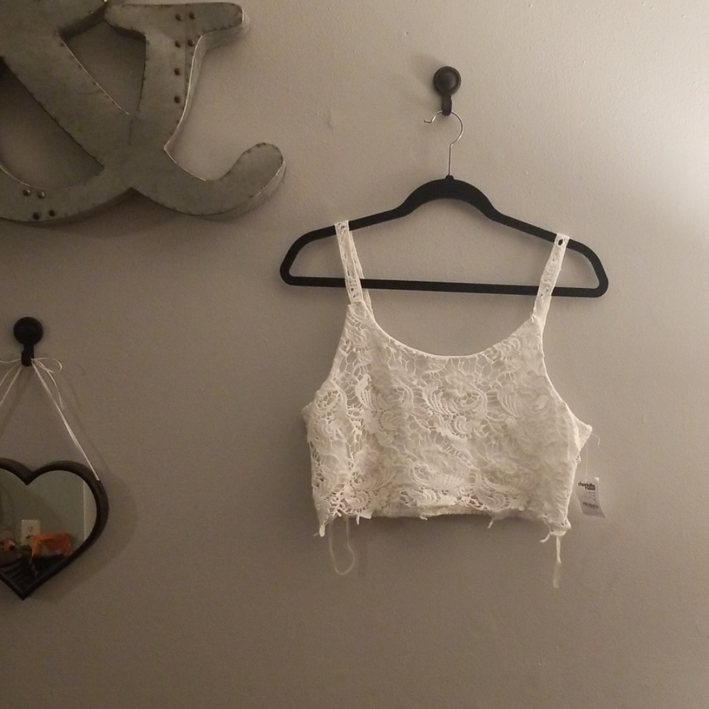 NWT White lace crop top